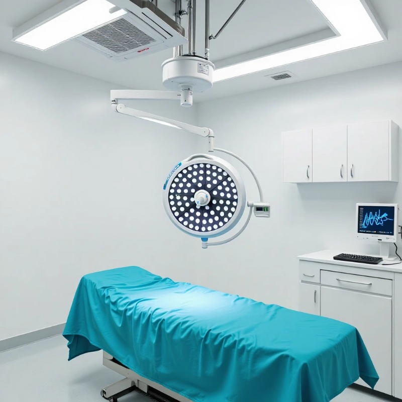 Lámpara sin sombras de luz de funcionamiento LED de un solo cabezal montada en el techo para sala quirúrgica